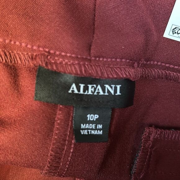 Alfani Womens Faux Leather Trim Casual Trouser Pants, Red, 10 P size NWT - Picture 7 of 8